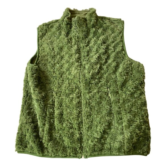 Alps Green Fleece Vest w/ Pockets Full Zip Medium - Picture 1 of 8